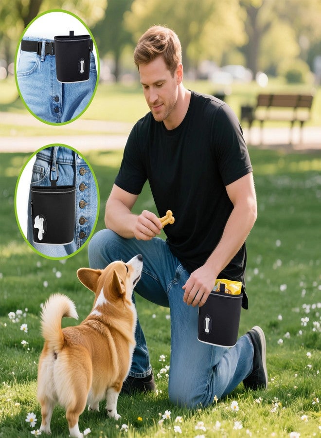 Frayot Dog Treat Pouch with Magnetic Closure, 3 Wear Ways, Side Zipper for Poop Bag Dispenser, Large Treat Bag with Reflective Strip for Training, Travel and Night Walking (1Pack-Black) - Image 4